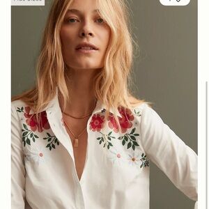 Maeve White Floral Embroidered Shirt Beautiful 😍